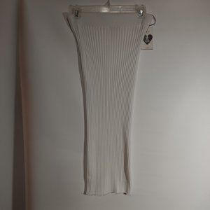 IRIS M WHITE RIBBED DRESS